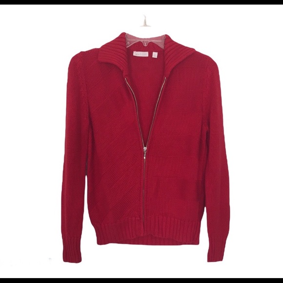 Lexicon Silk Sweater Cardigan Jacket Size S Red - Picture 1 of 6